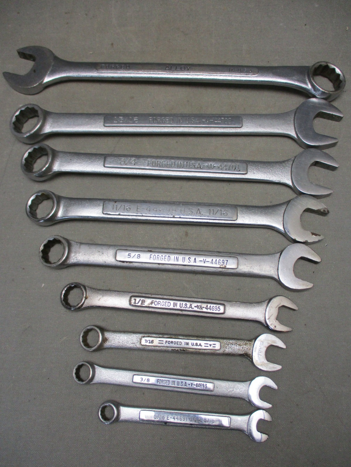Lot of 9 Craftsman & SK Combination Wrenches SAE 5/16″ – 7/8″ 12pt.