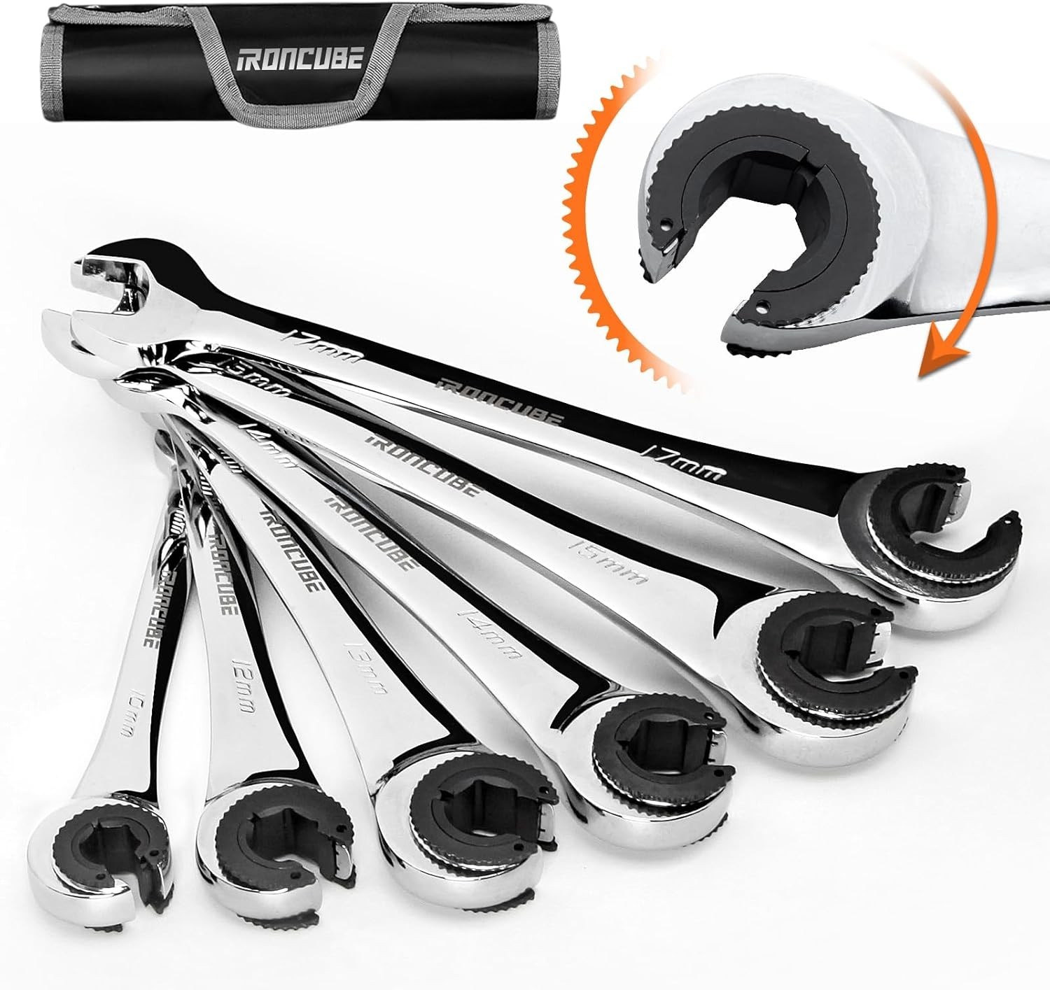 Metric Brake Line Wrench Set 10-17mm – Ratcheting Open-End Tool for Precision