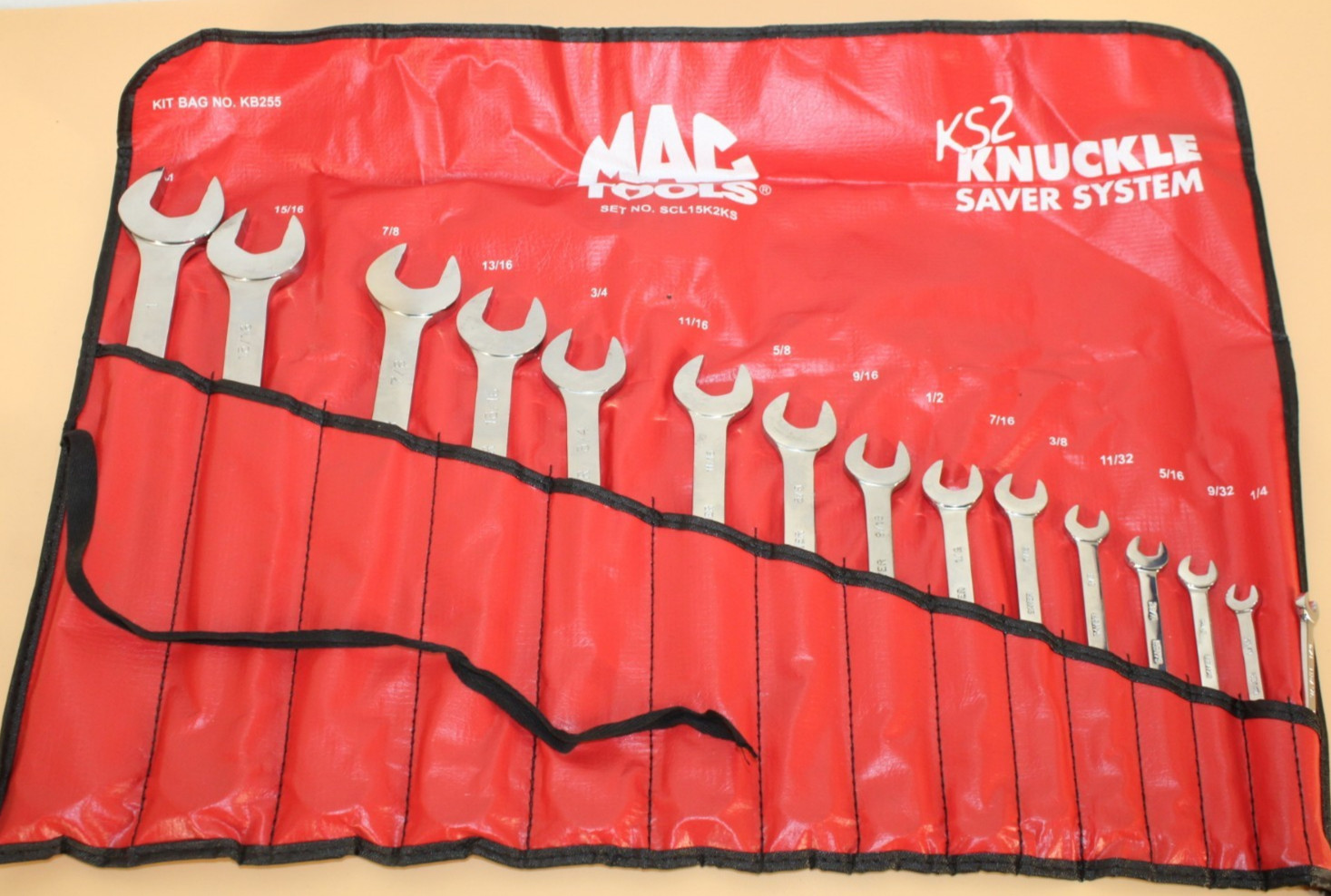 Mac Tools SCL15K2KS 15 Piece SAE Knuckle Saver End Wrench Set, 1/4″ thru 1″