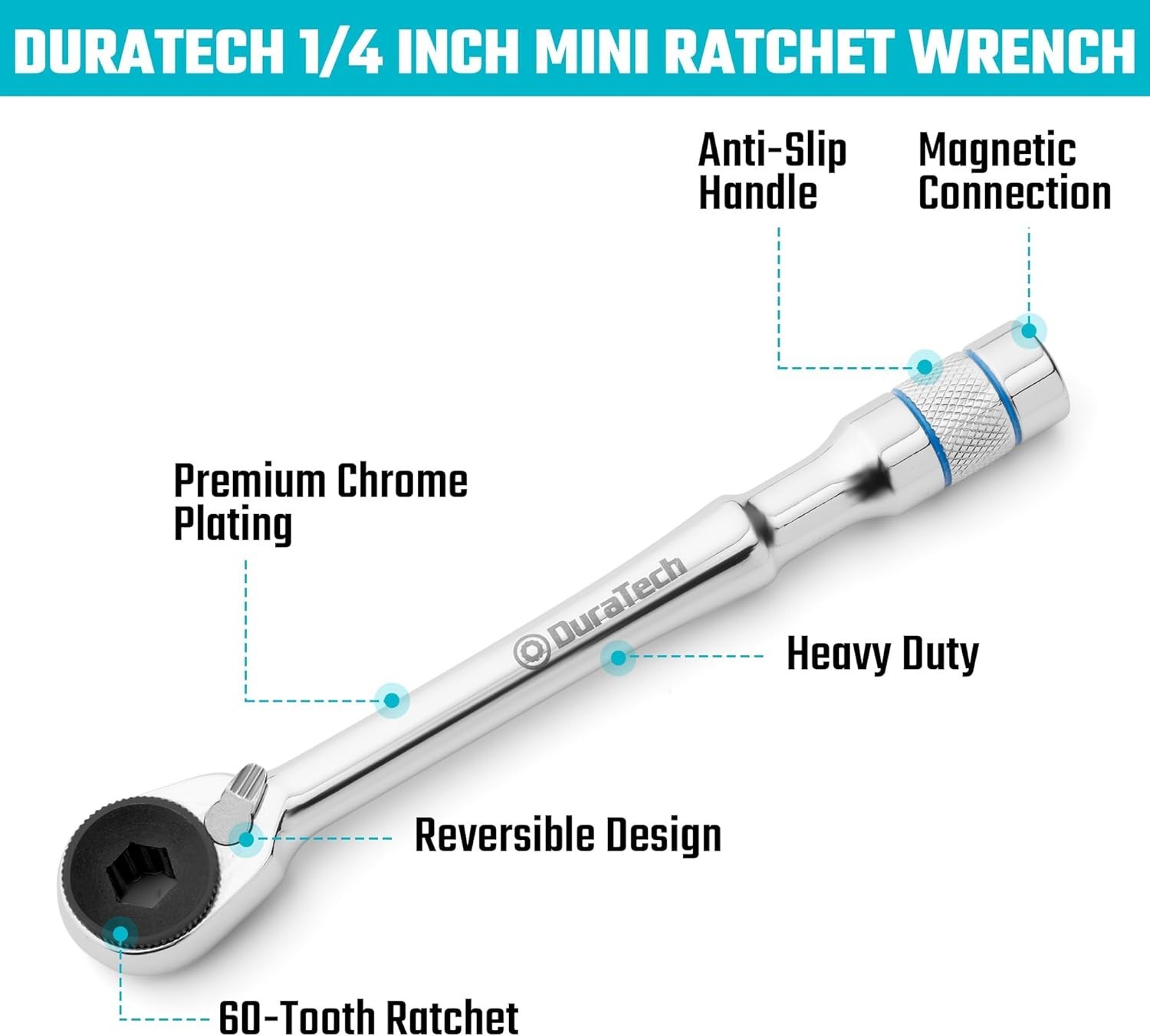 Duratech 1/4 Inch T Handle Ratchet Mini Ratchet Wrench with Hex Bit Extension