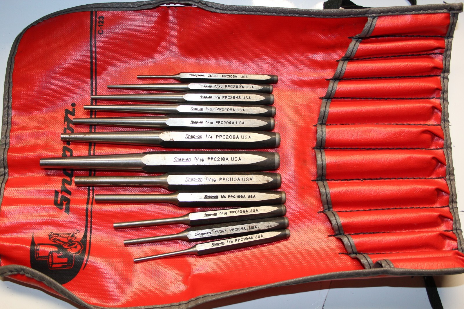 SNAP-ON TOOLS 12 pc Pin and Starter Punch Set C-123 KIT USA