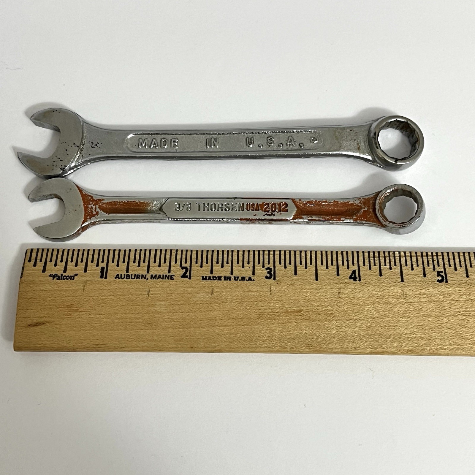 Lot of 2 Combination Wrench USA made Forged Steel 12 pt SAE 3/8 & 7/16