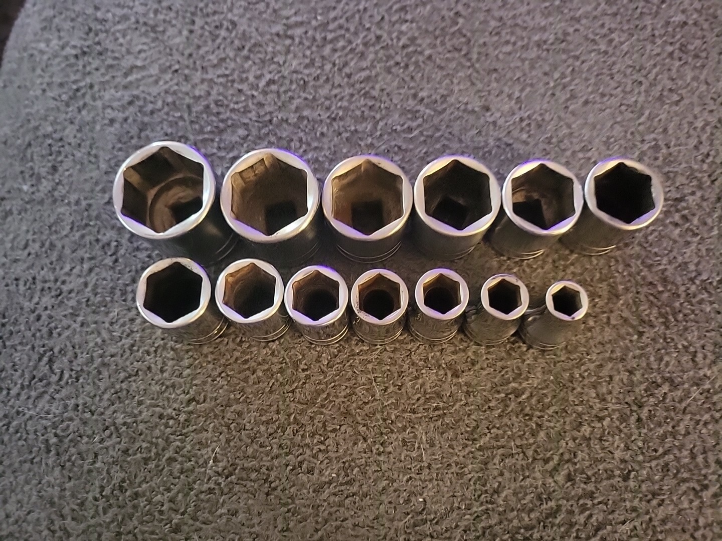 Snap On 13Pc SAE 1/2 Drive Shallow Socket Set 3/8″- 1 1/8″ 6Pt TW121 To TW361