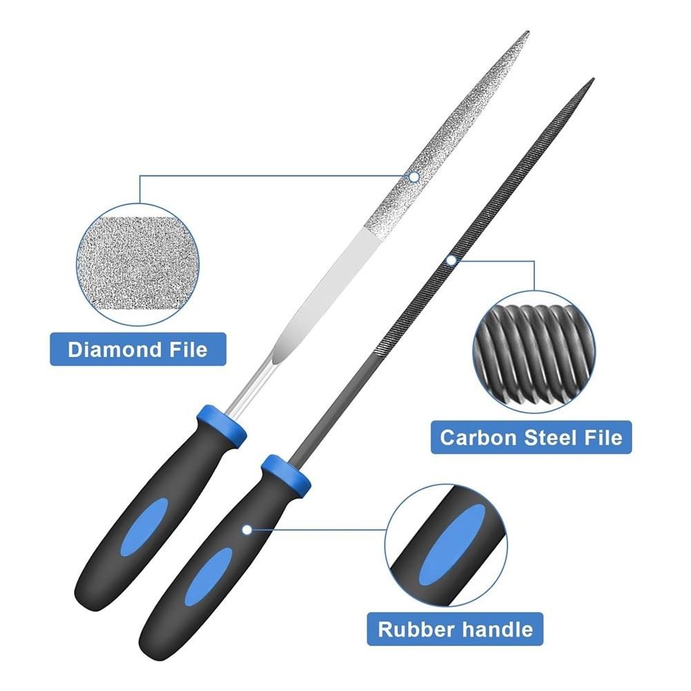 13-Piece Metal Needle File Set with 6 Diamond Files 6 Steel FilesCleaning