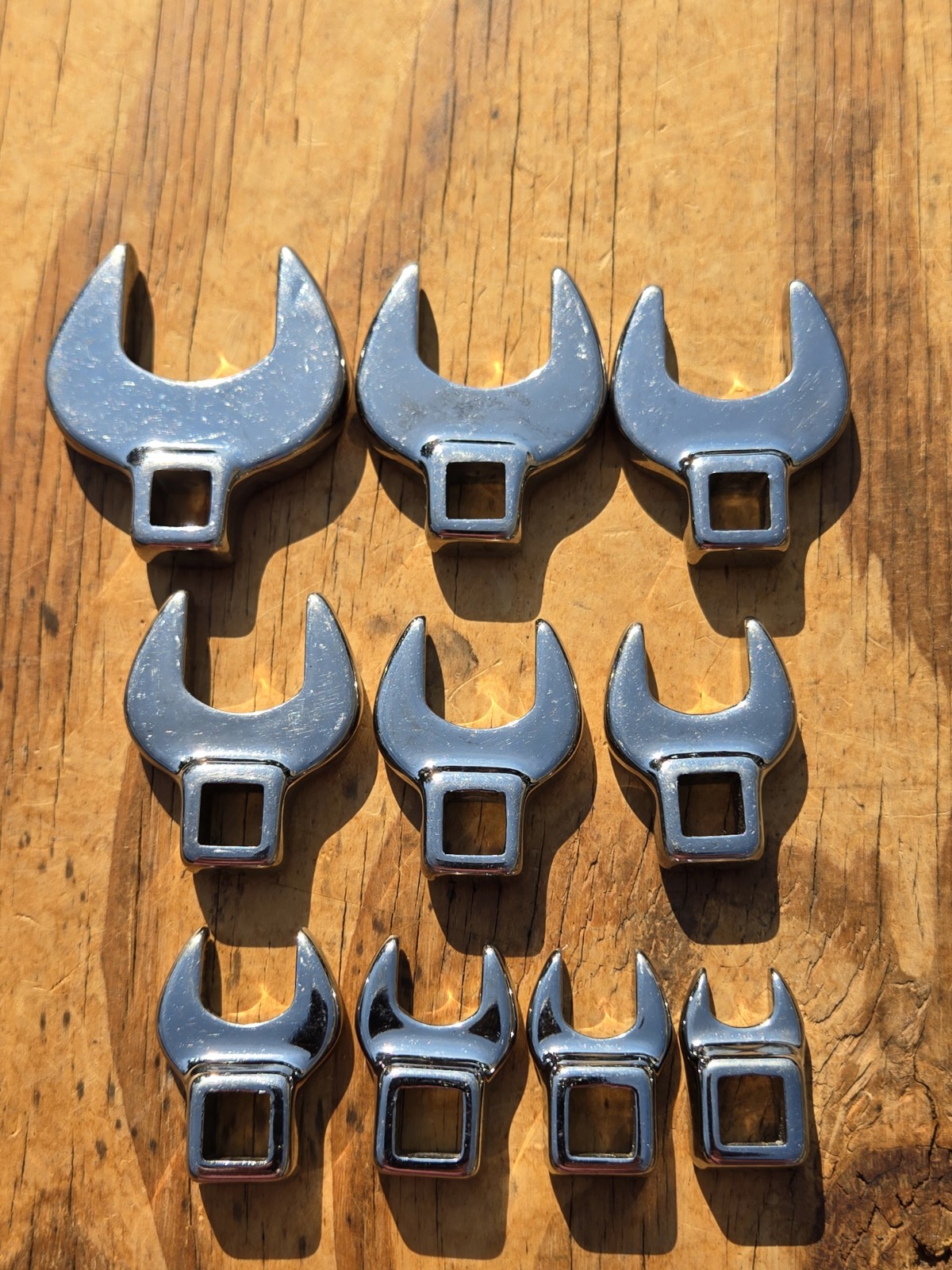 Vintage SEARS Craftsman USA 3/8″ Drive SAE 10pc 3/8″ to 1″ Crow Foot Wrench Set