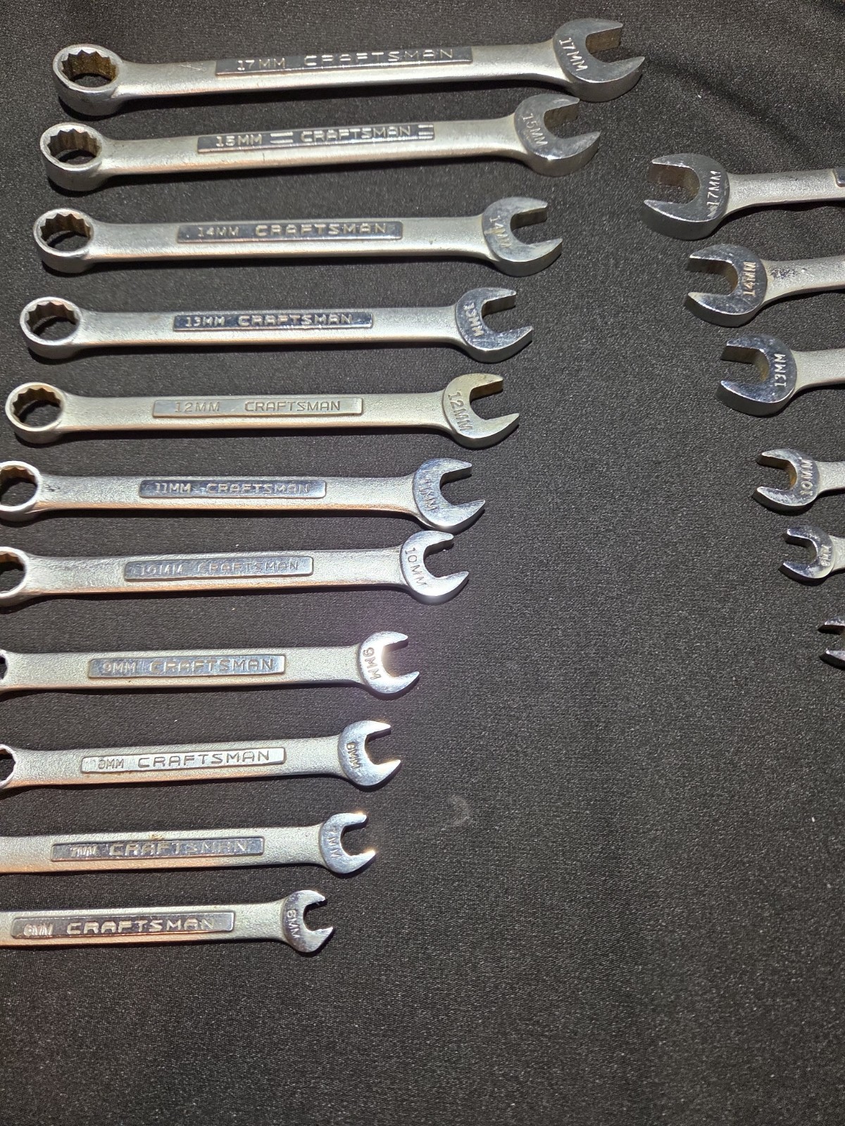 Craftsman Metric Comb 12pt Wrench Set 11 Pieces, 6 Open End Wrenches 17 Pc Total