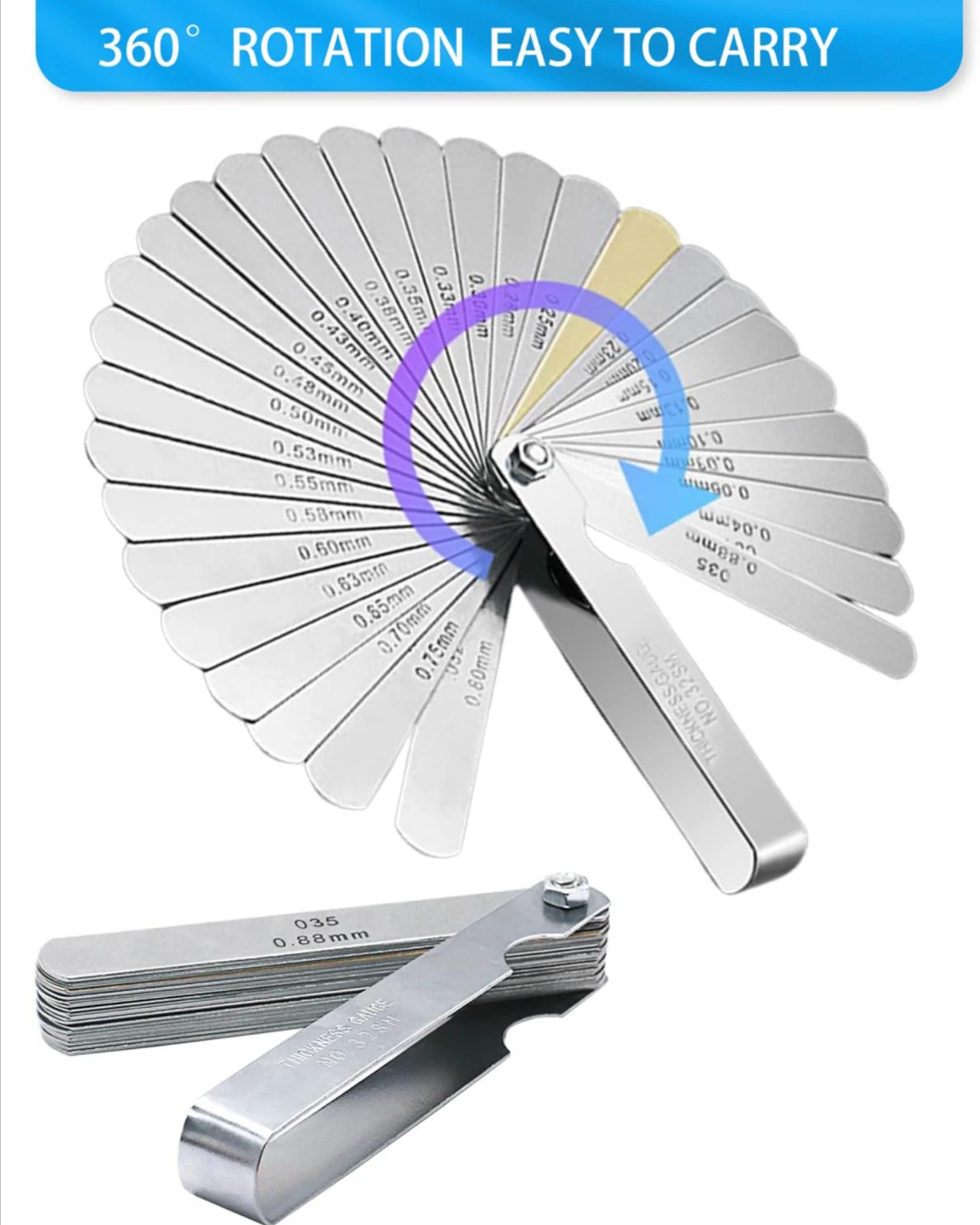 32 Blade Feeler Gauge Dual Reading Combination Feeler Gauge Metric & SAE US NEW