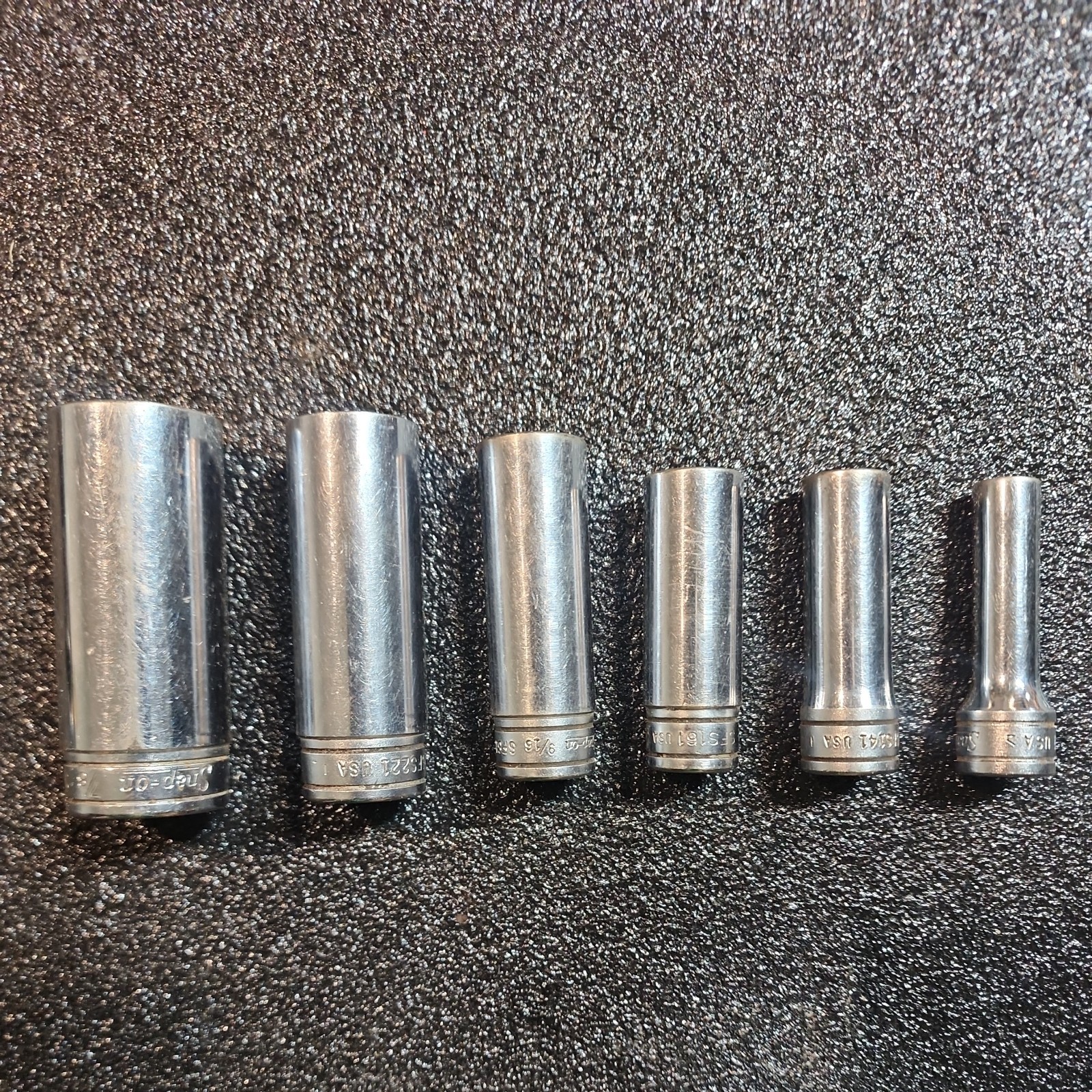 Snap-On 3/8″ Drive SFS 6 piece SAE Deep 6pt Point Socket Set 5/16-7/8 See sizes