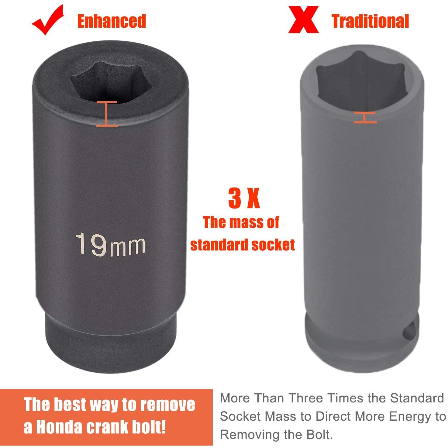 77080 Harmonic Balancer Socket Tool 19mm Crank Bolt Socket for Honda Engines