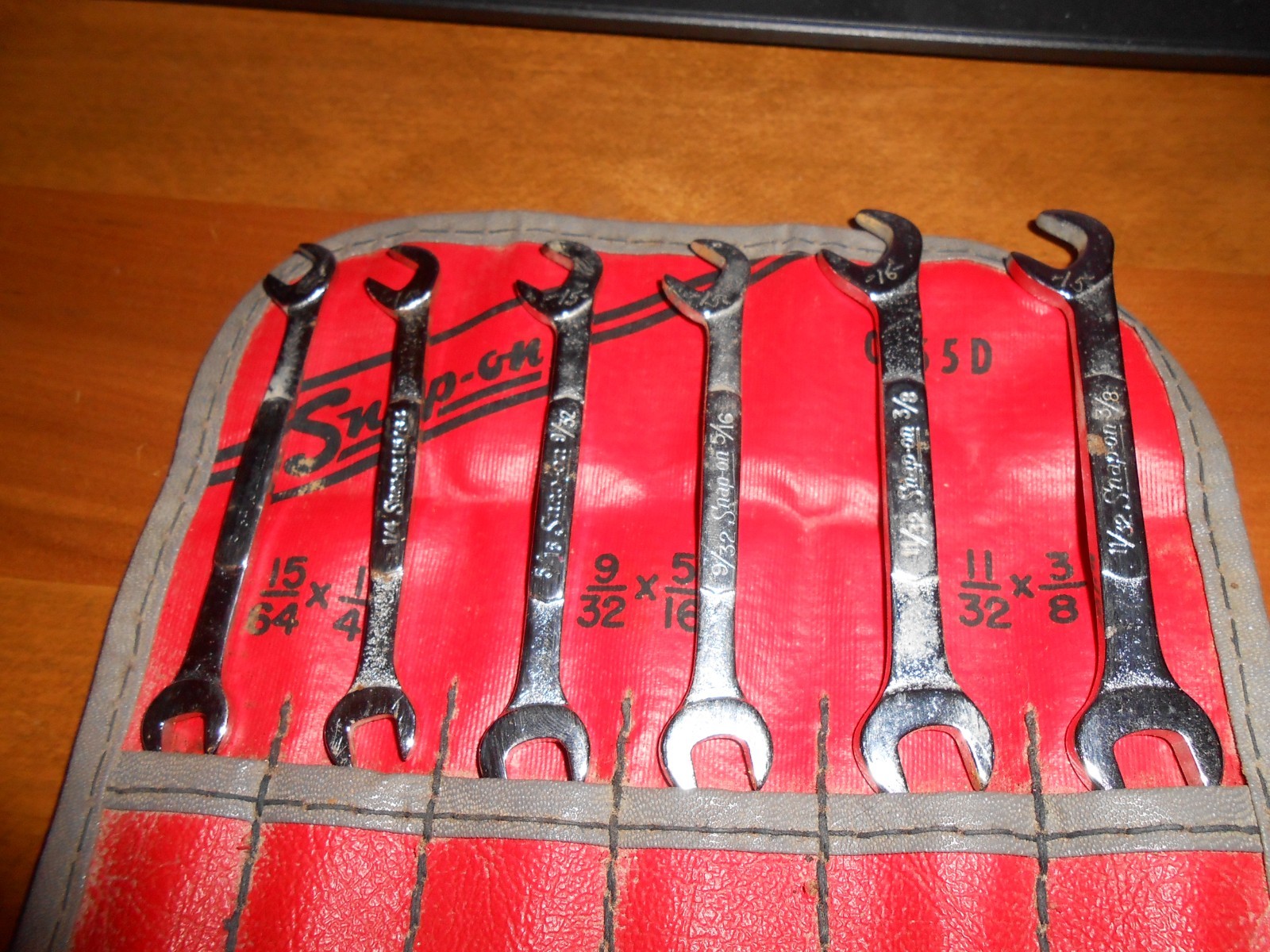 Snap On SAE 4 Way Double Open End Ignition Wrench Set W/ Pouch Roll C-65D USA