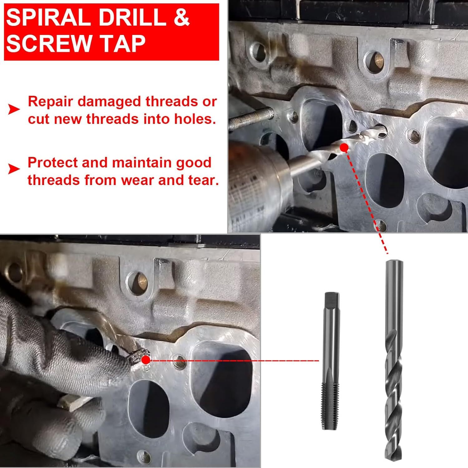 Head Thread Bolt Repair Tool Kit M11.5mm x 1.5 for Honda B16 Engine, Toyota 1420