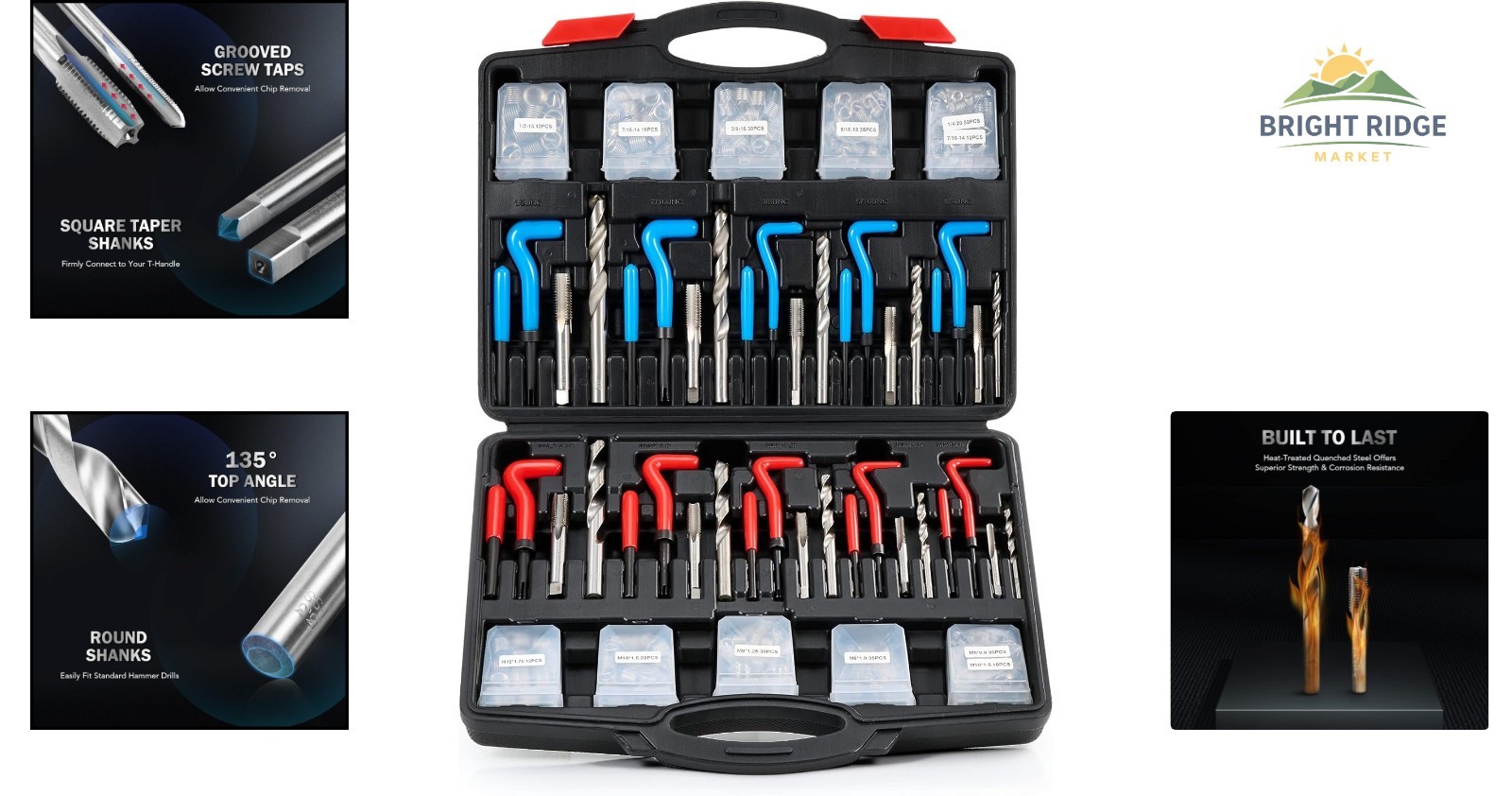 SAE and Metric Thread Repair Kit with Drill Bits, Taps, and Inserts Included