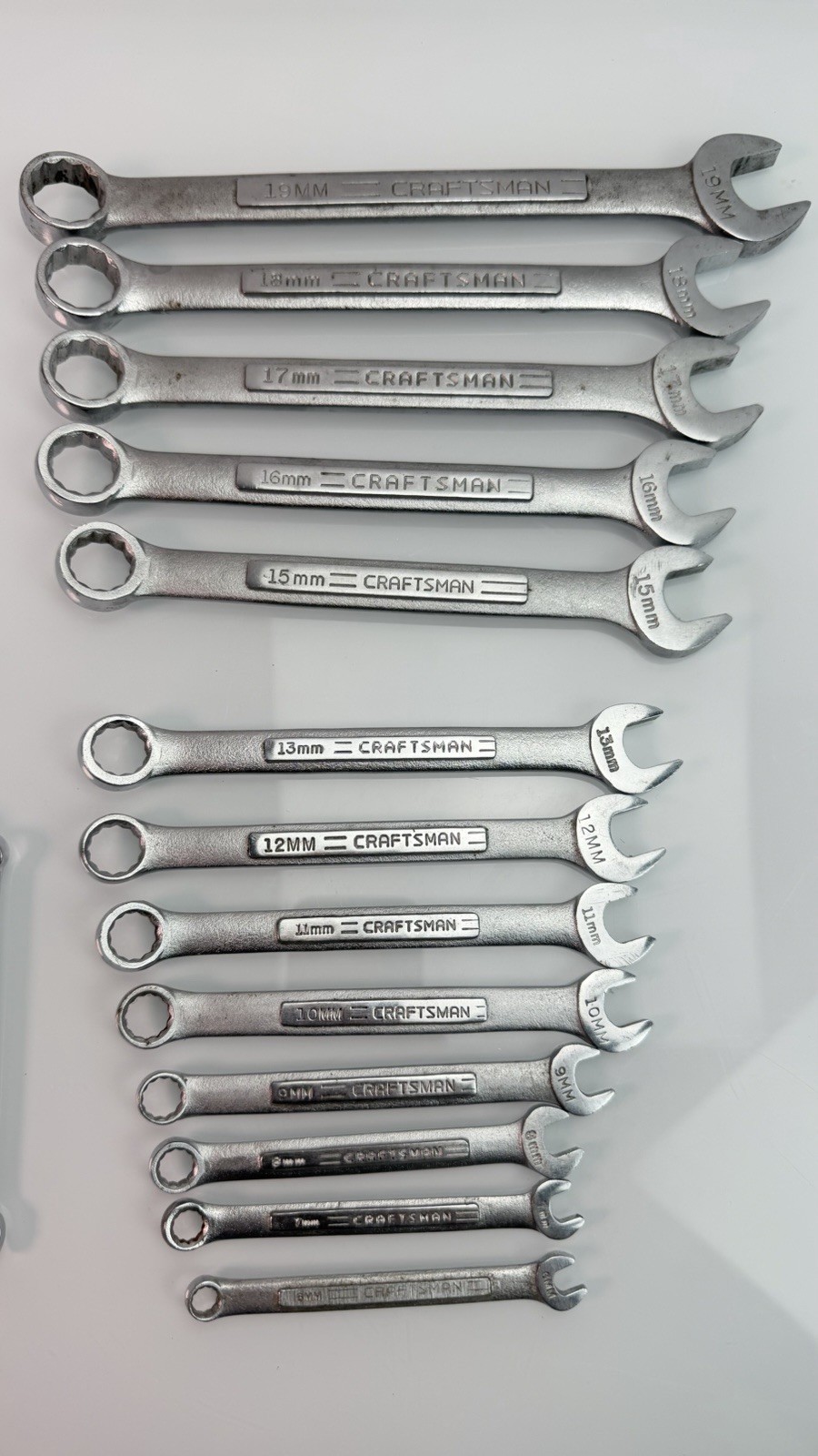 CRAFTSMAN USA 16 PIECE METRIC 12 PT COMBINATION WRENCH SET 6MM TO 19MM V VV VA
