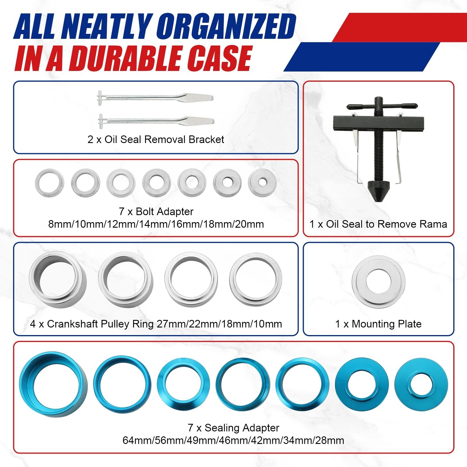 Crankshaft Camshaft Oil Seal Installer & Remover Tool Set – 21pcs Puller Kit