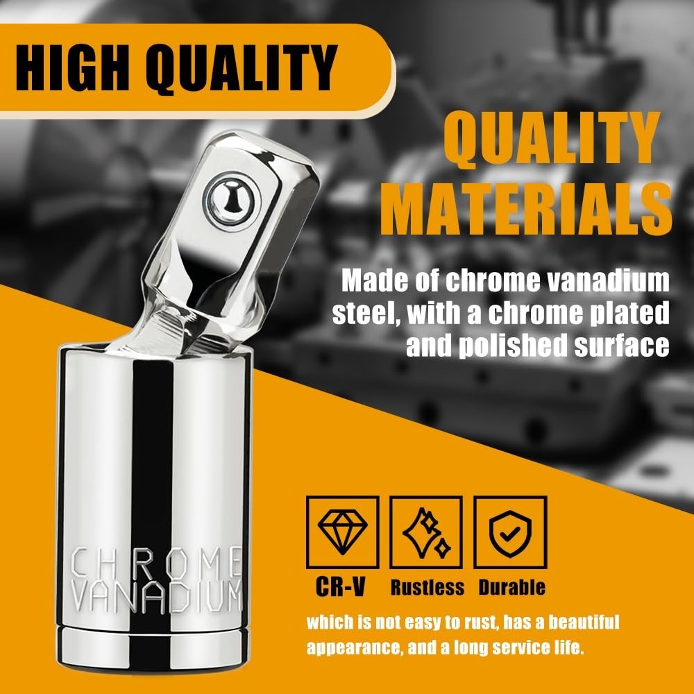 3PCS Impact Universal Joint Swivel Socket Adapter Set 1/4″ 3/8” 1/2″ Drive 360°