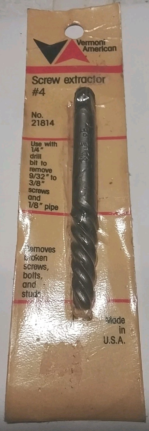 VERMONT AMERICAN 21814 #4 SPIRAL SCREW EXTRACTOR USA 🇺🇸