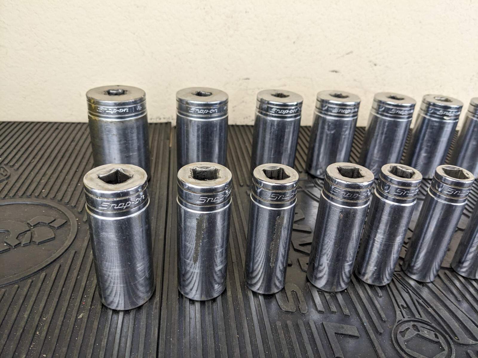 #bg790 Snap On 19 Piece 1/2″ Drive SAE Deep Socket Set 3/8-1-1/2″ USA
