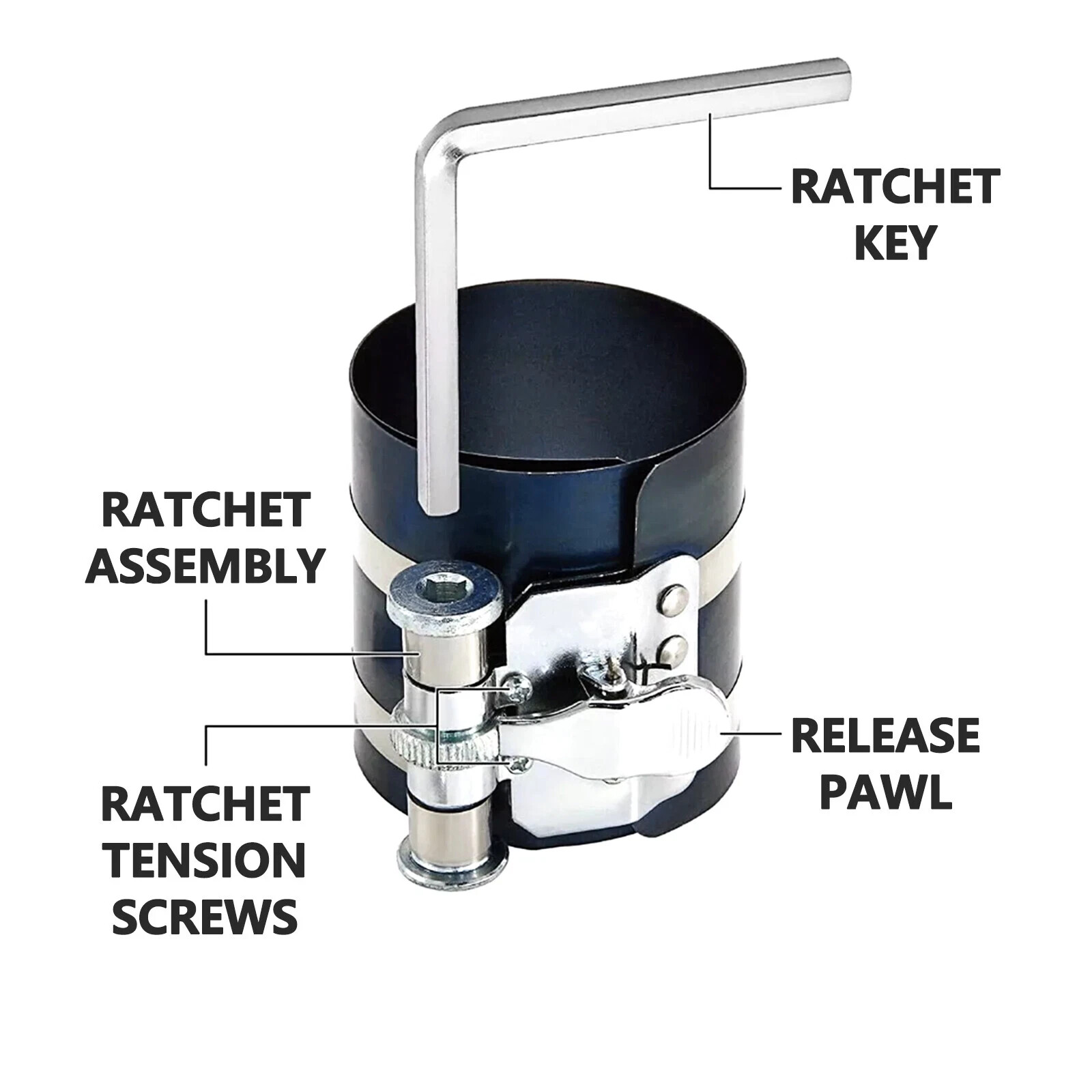 Quick Release Engine Piston Ring Compressor Tool Ratchet Type Clamp 53 – 175mm