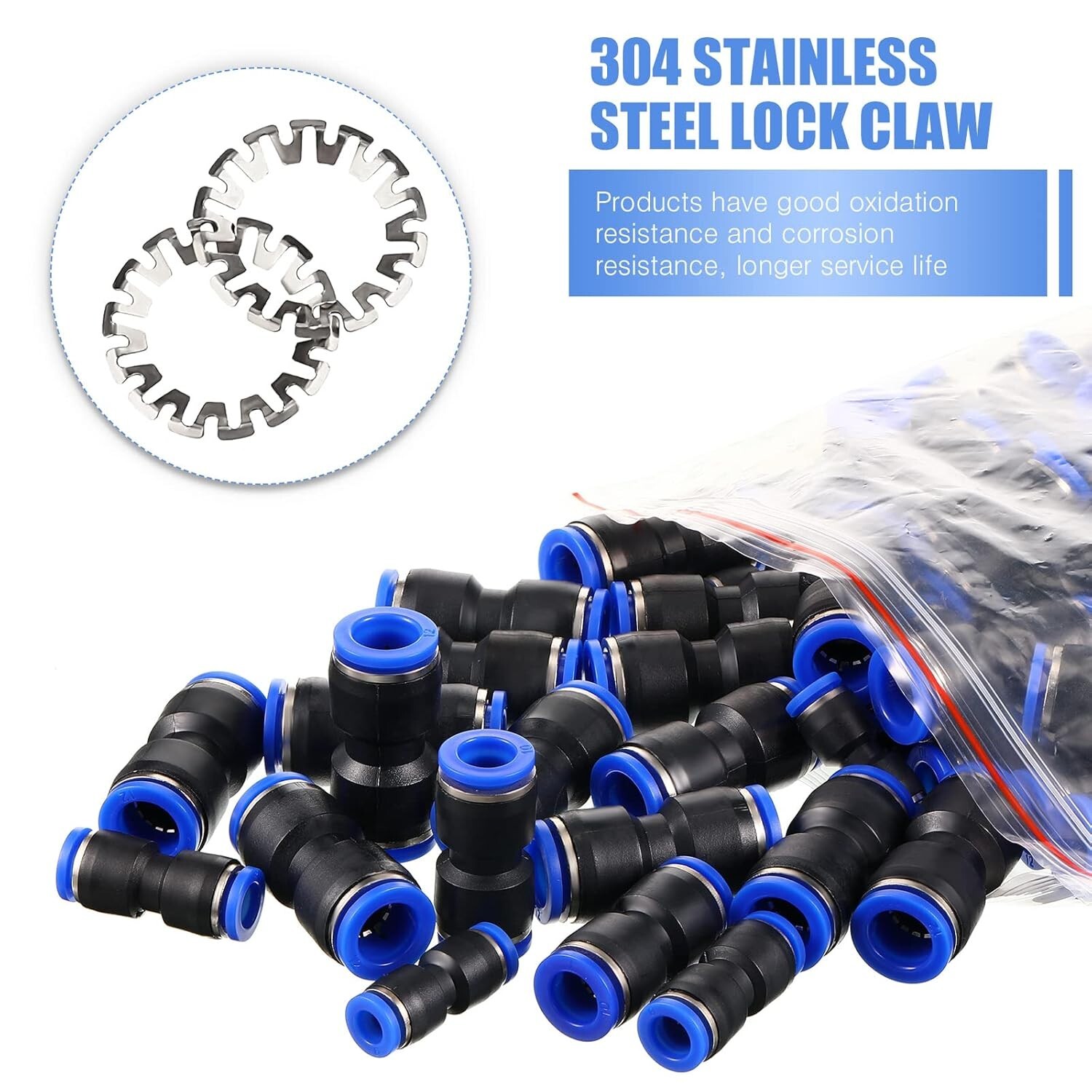 100 Pieces Air Hose Fittings Air Line Fittings Straight Push to link 4 6 8 10 12