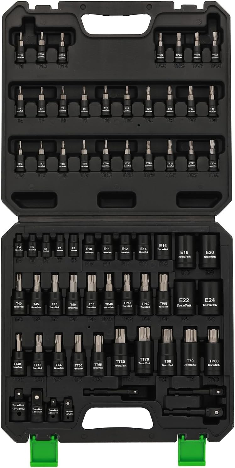 67Piece Torx Socket Set E Torx TT TP T Bits SAE Metric Drive Kit Chrome Vanadium