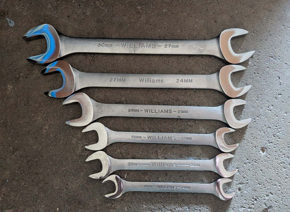 6 Williams Wrenches Combination Metric Open End 30MM 27 24 21 19 17 18 15 16