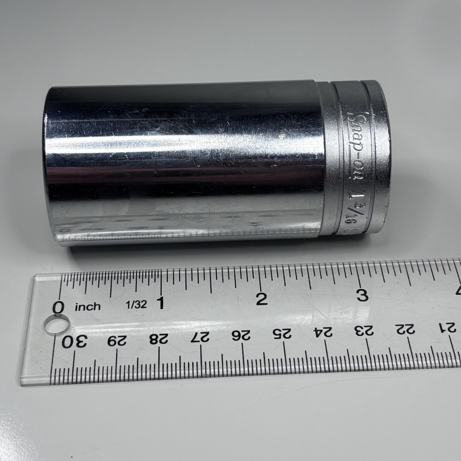 Snap On S381 1/2 Dr 12Pt SAE 1-3/16 Flank Dr Deep Chrome Socket USA VTG 1985 VGC
