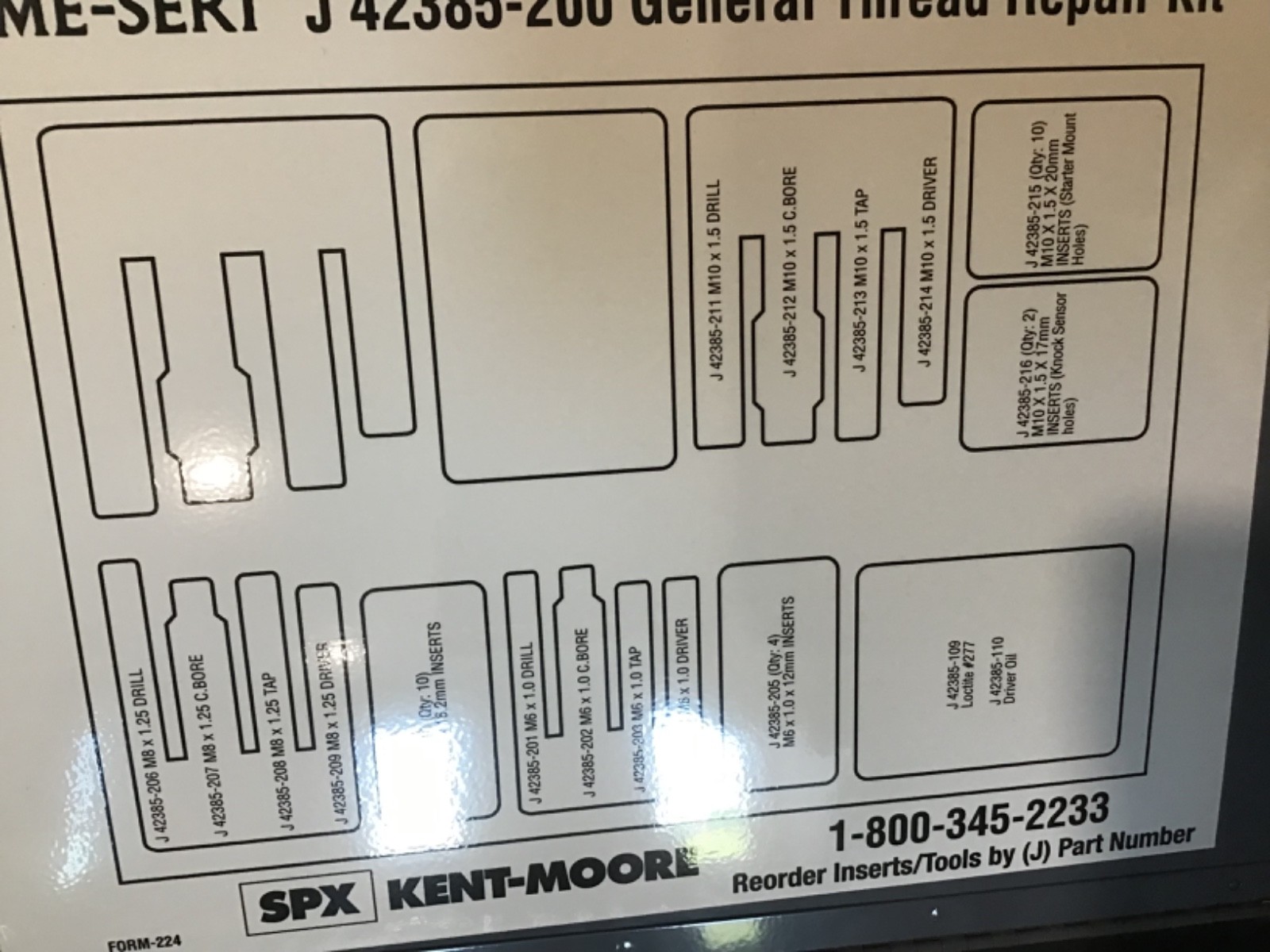 J 42385-200 Kent Moore Metric heli coil thread repair kit