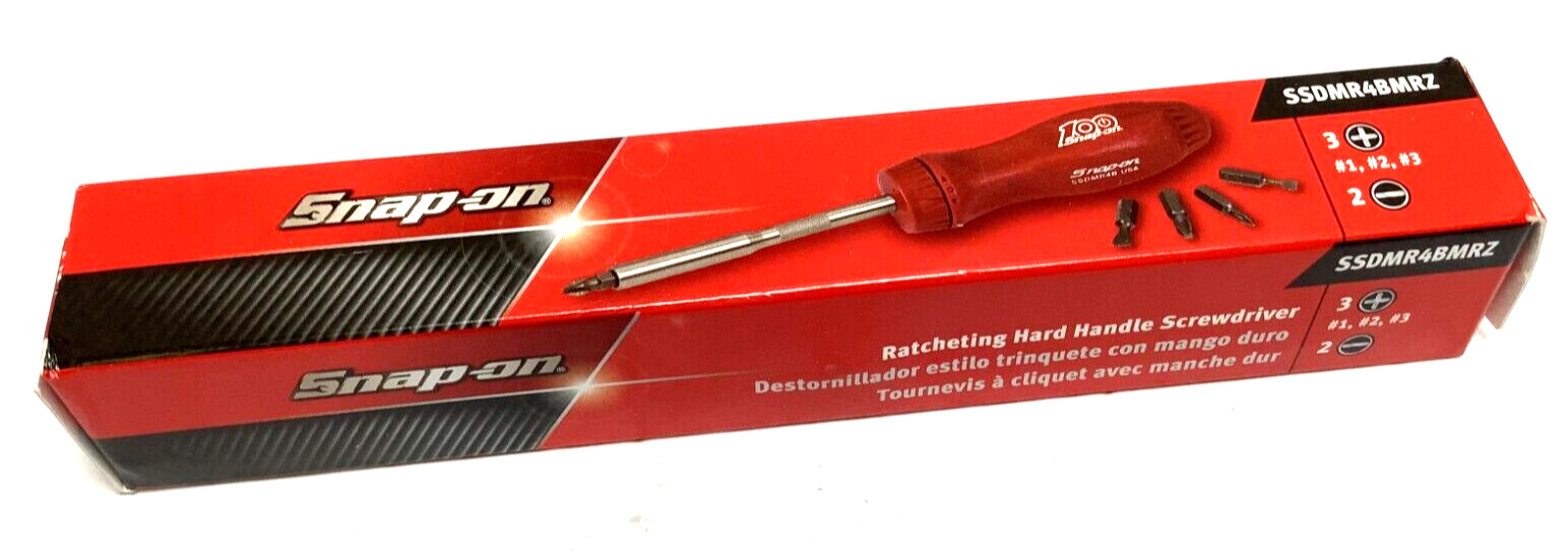 NEW Snap-on 100th Anniversary Ratcheting Screwdriver SSDMR4BMRZ with 4 Bits
