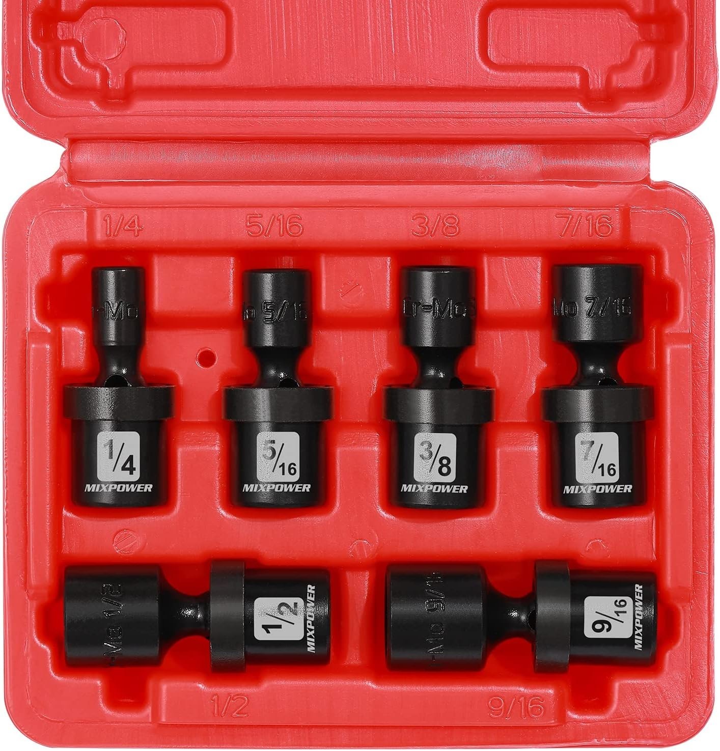 6PCS 1/4″ Drive SAE Shallow Universal Impact Socket Set, 1/4″ – 9/16″, Swivel…
