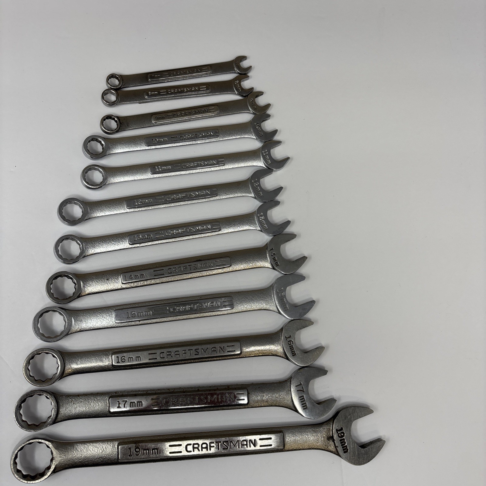 Craftsman Metric 12 pc Combination Wrench Set 7mm–19mm 12PT V^/VV USA No 18mm