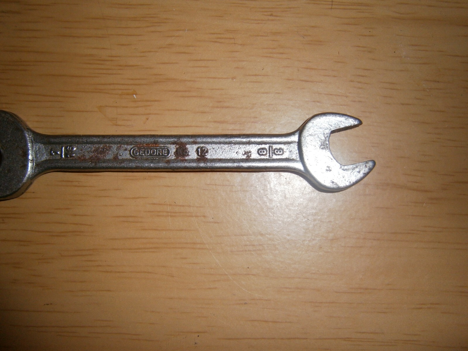 Vintage silver tone spanner. 7/16 & 3/8 ends.(E6b)