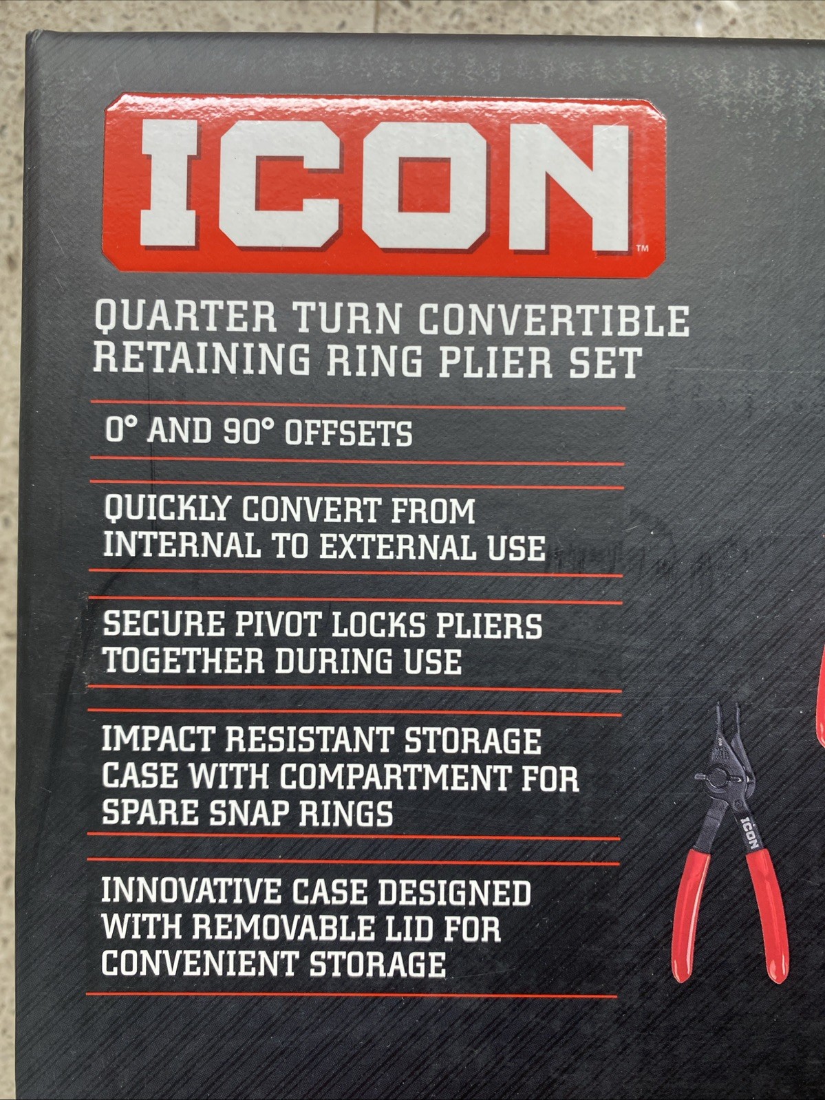 NEW Icon PSRC-6 6PC Quarter Turn Convertible Retaining Ring Plier Set 59150