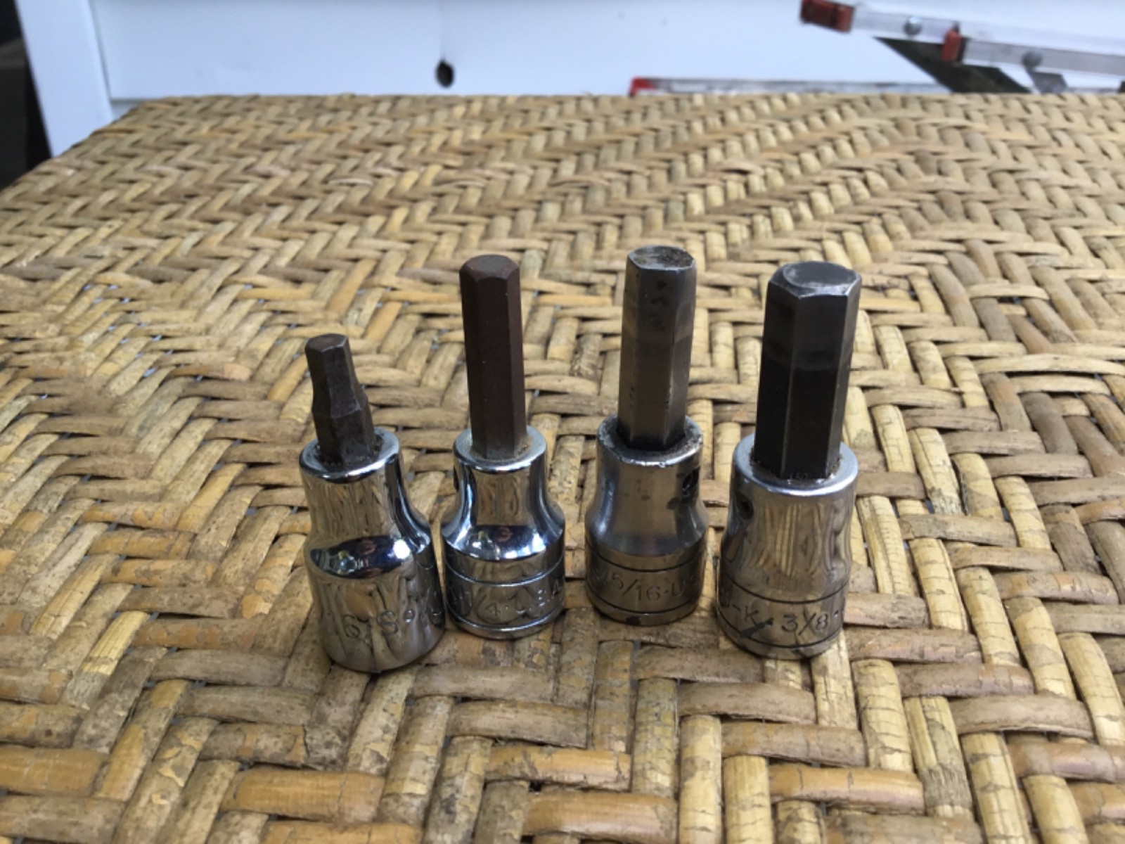 4pc, SK Tools Hex Bit Socket 3/8″ Dr 41208-45412 Chrome Hex Bit Sockets USA