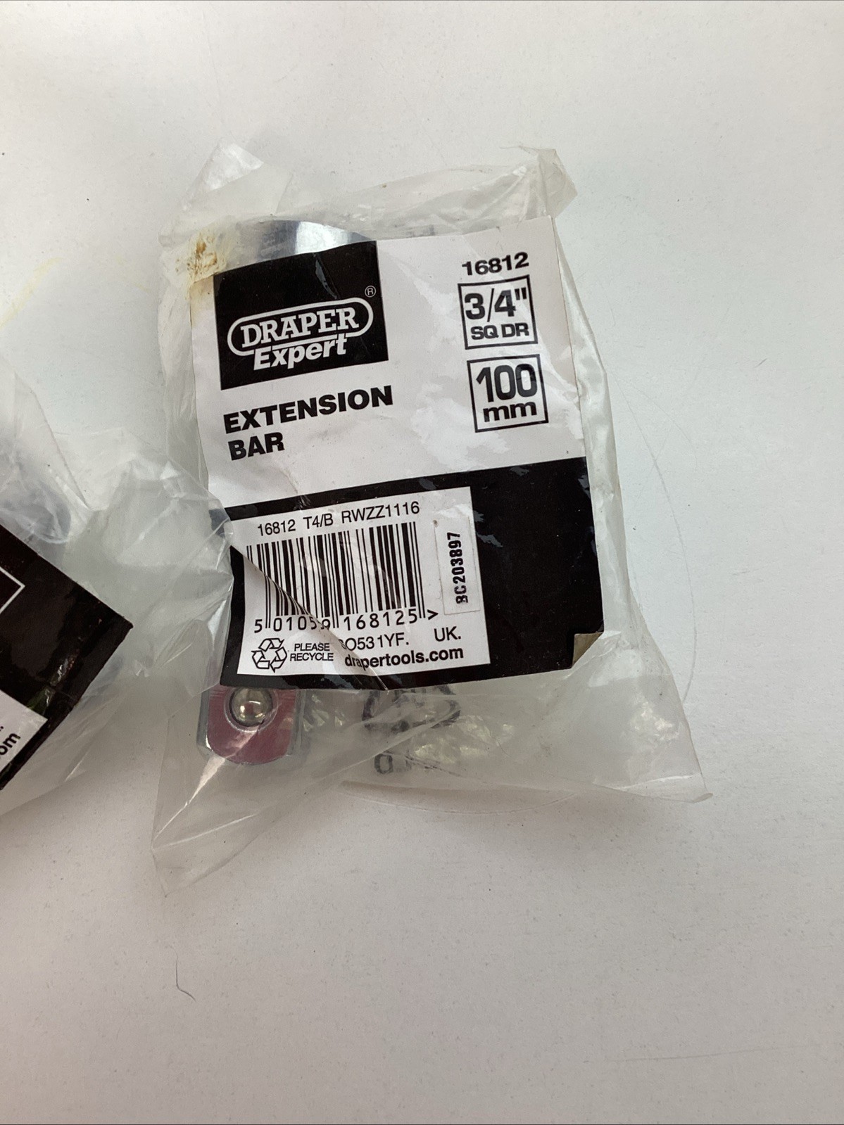 Draper Expert Chrome 3/4” Drive 12 Point 50mm Socket & 3/4” 100mm Extention Bar