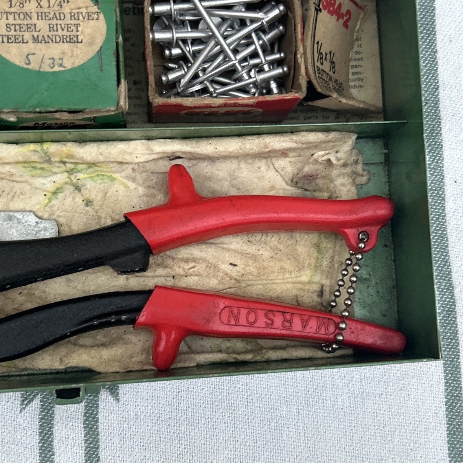 Marson Rivet Tool HP-2 No 200 Kit Riveter Klik-Fast Metal Box Rivets Instruction