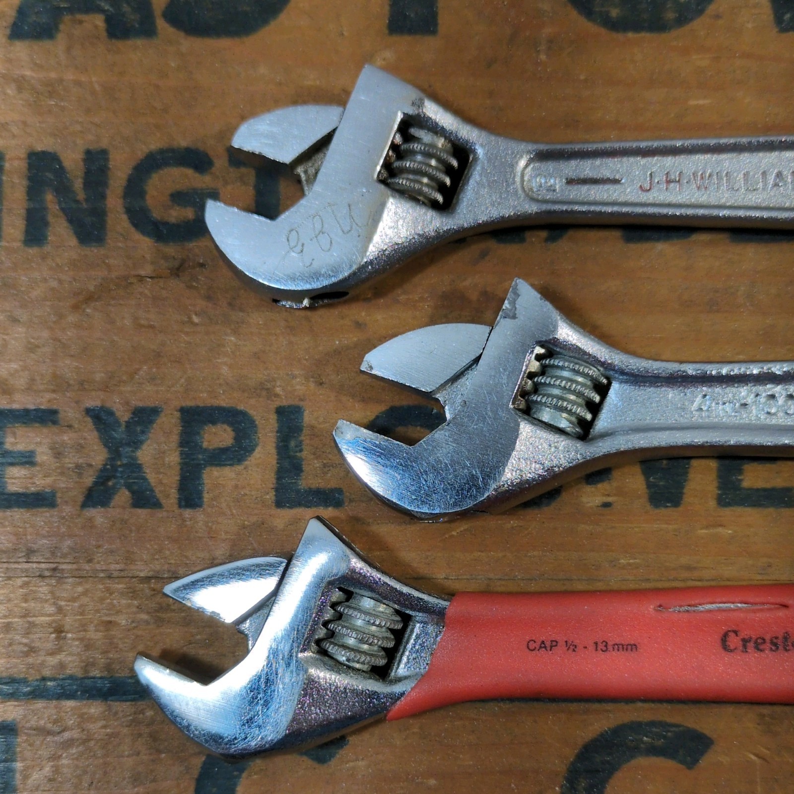 Vintage 4″ Adjustable Wrench USA Lot of 3, Crescent, JH Williams