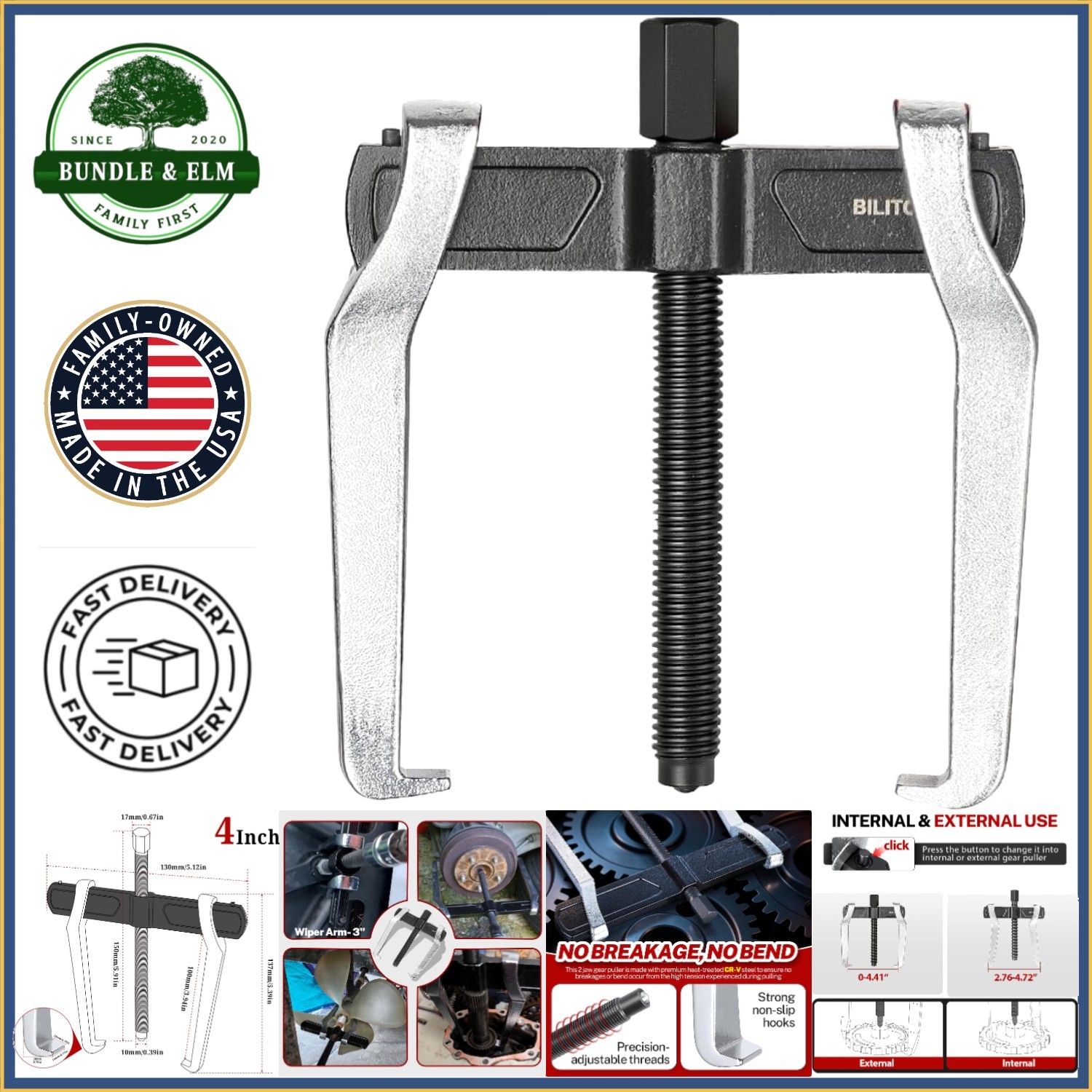 Versatile Gear Puller with Quick Adjustment for Automotive and Machinery Use