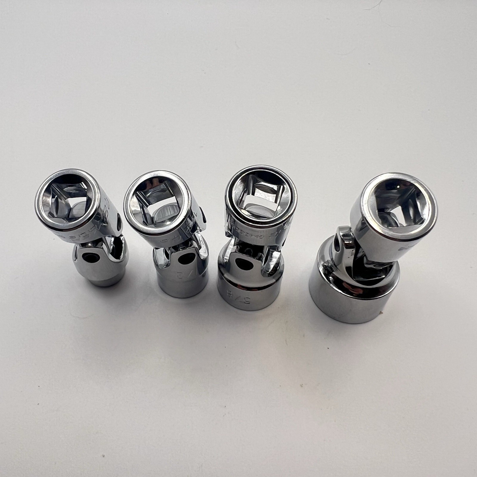 Power Torque 4pc 3/8″ Drive 12 Point Swivel Sockets SAE Standard Chrome Lot Of 4