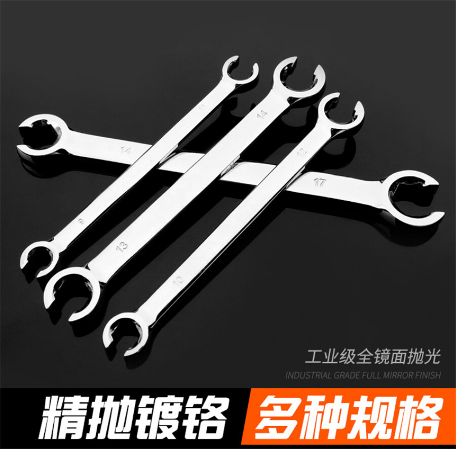 6Pcs 6mm-19mm 6 Point Chrome Vanadium Steel Metric Flare Nut Spanner Wrench Set