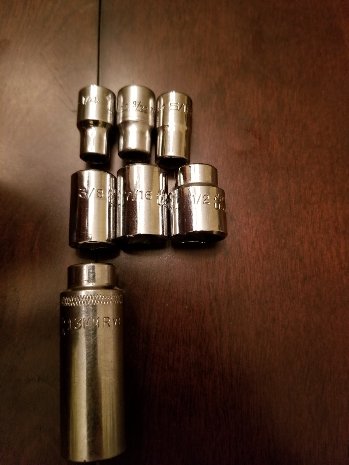Mac Snap On 1/4 Drive Short Deep 12&6 PT Misc Sockets Lot Of 7