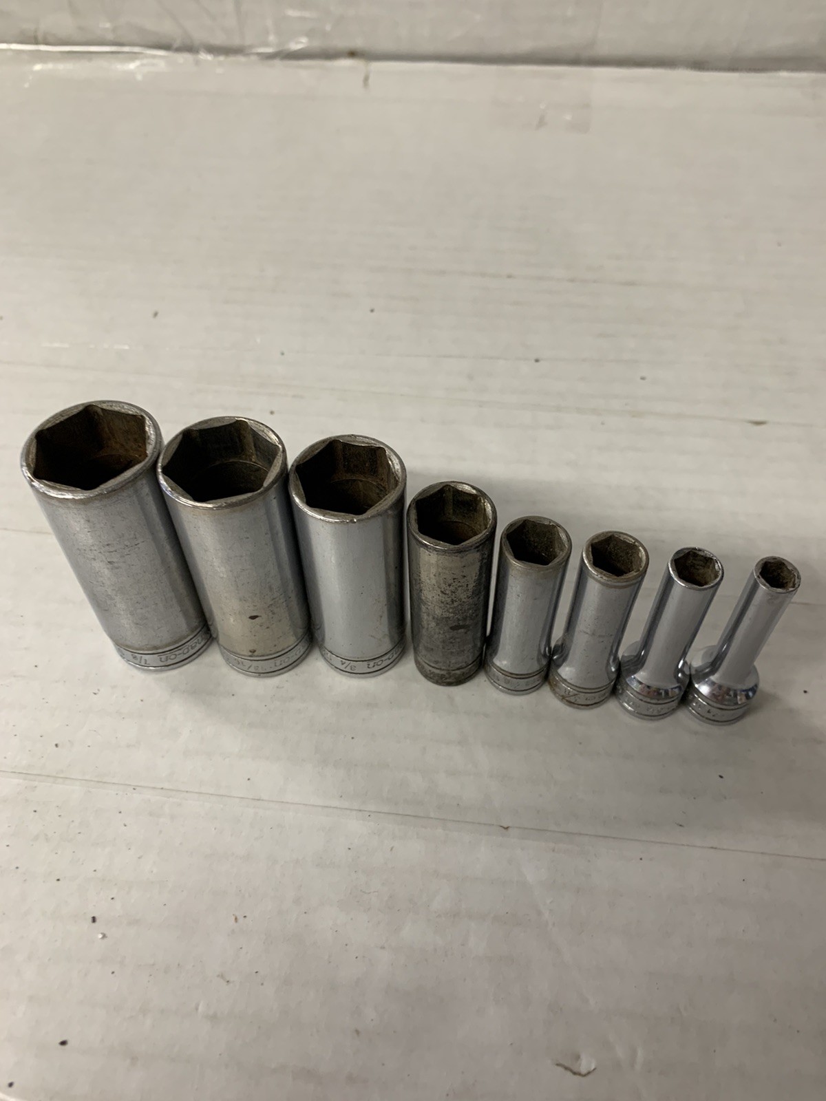 Snap-On Tools Deep Socket Set 3/8″ Drive 1/4″ to 7/8″ -8 Pieces-NOT COMPLETE