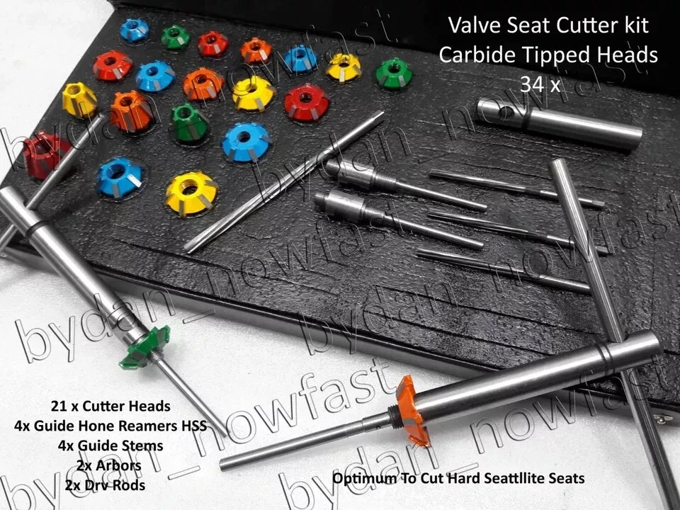 HONDA CRV 1998-2001 & OTHER VALVE SEAT CUTTER KIT CARBIDE TIPPED 34x ALL IN ONE