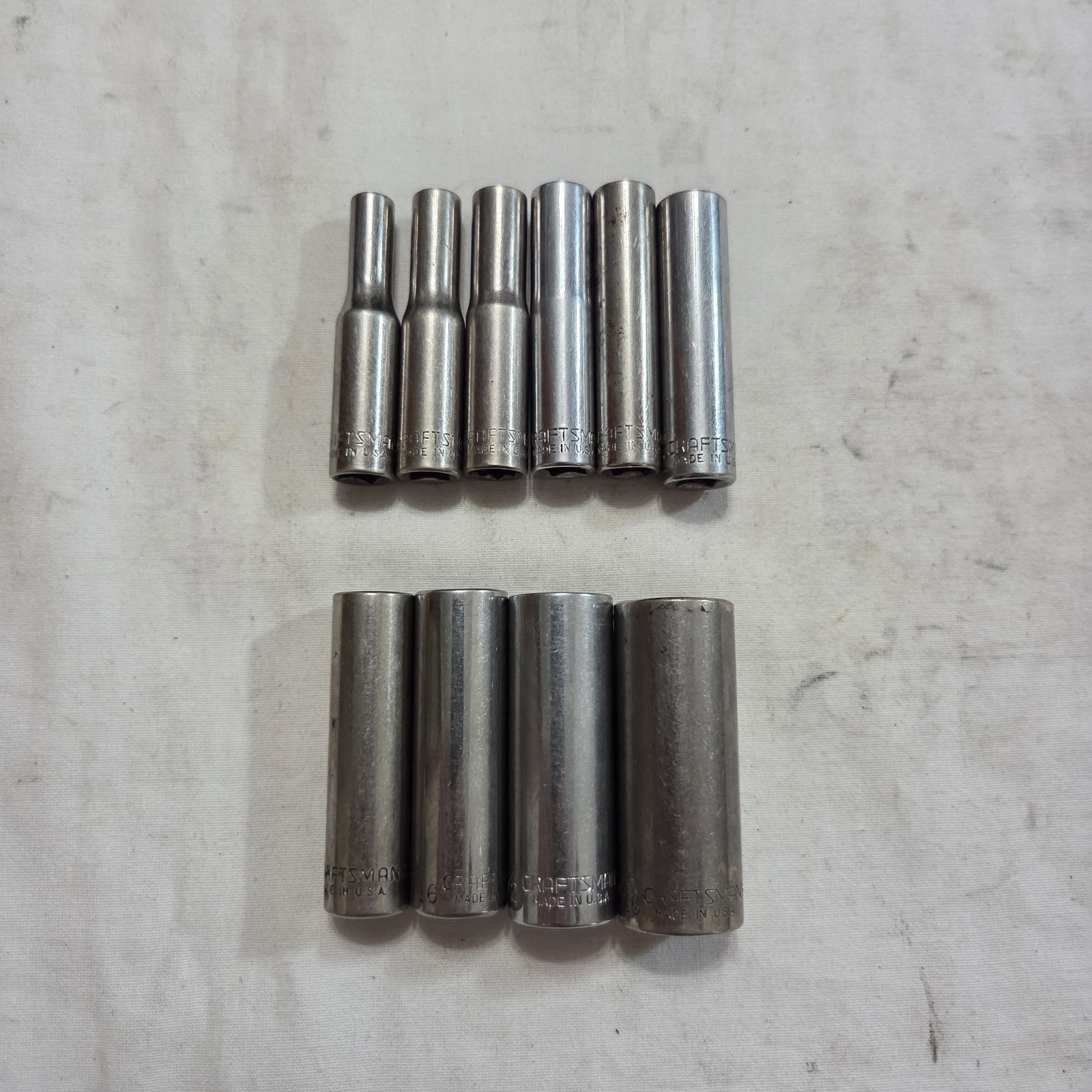 Craftsman 10pc SAE 3/16″-9/16″ 6Pt Deep Socket Set 1/4″ Drive G,G1,G2 Series USA