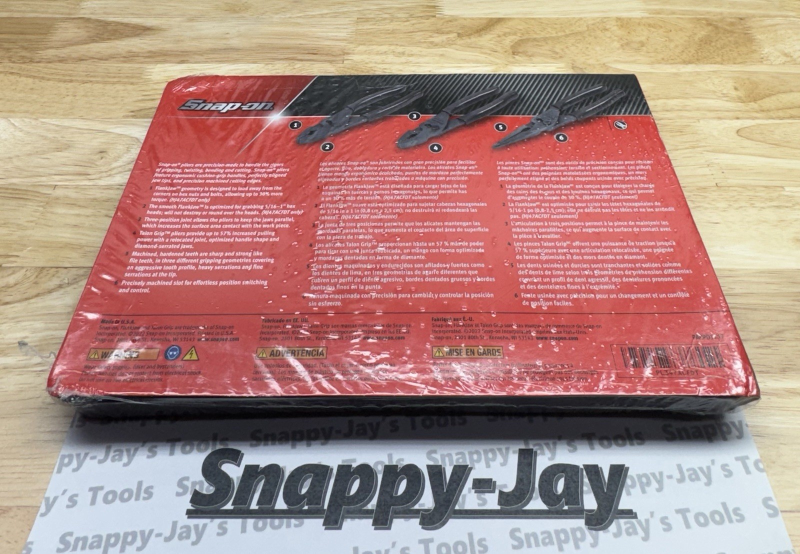 Snap-on Tools USA NEW 3pc DARK TITANIUM 8” Slip Joint Pliers Set PL347ACFDT