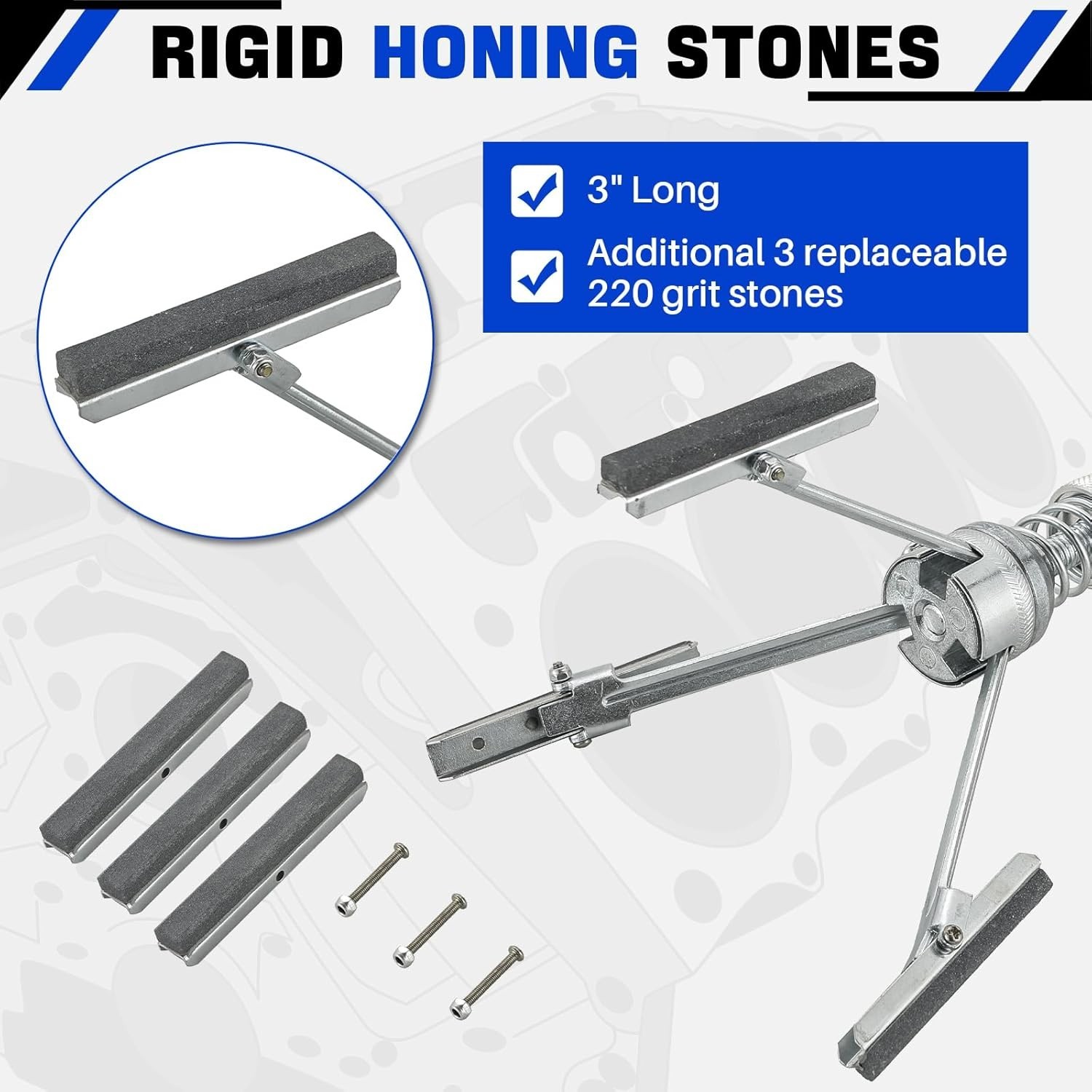 Durable Engine Cylinder Hone Tool 2″-6.5″ Diameter with Replaceable Stones