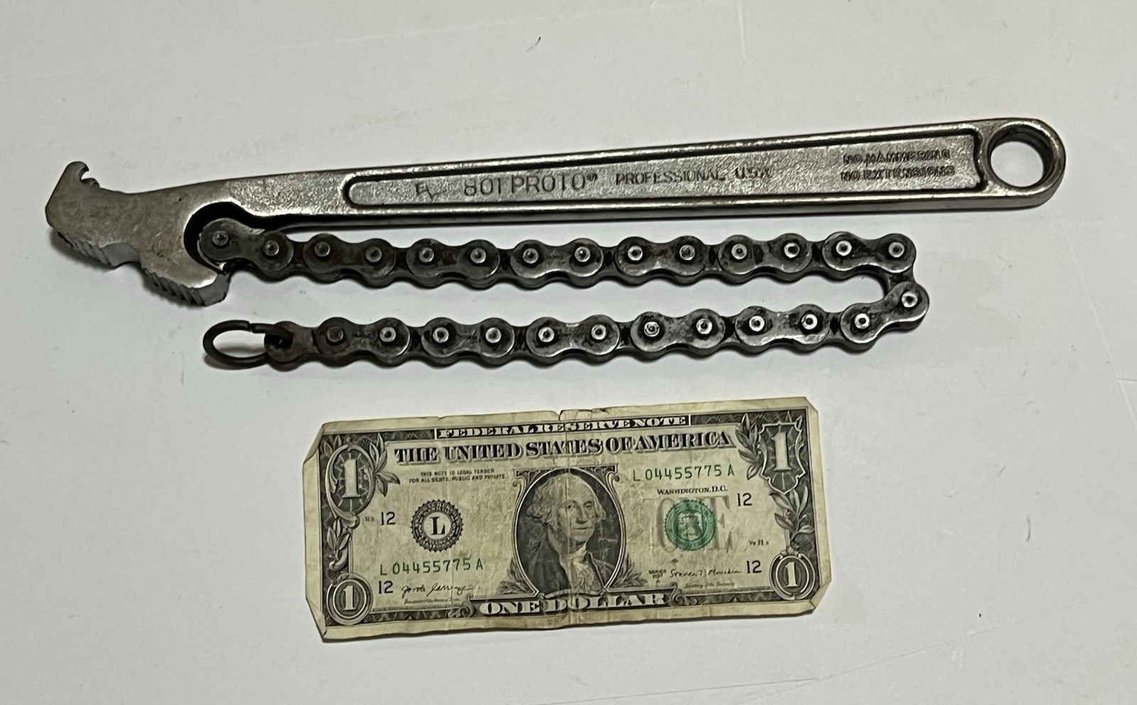 Proto 801 Chain Pipe Wrench 12″ Long with 16″ Chain Made in USA 5″ Diameter