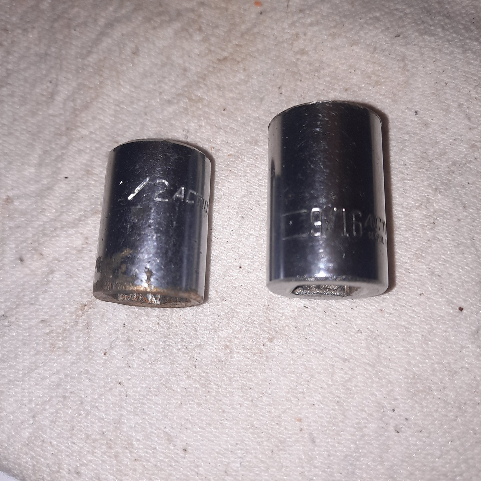 Action Industries 3/8 Dr 1/2 6 pt and 9/16 12 pt Chrome Sockets. Made in USA.