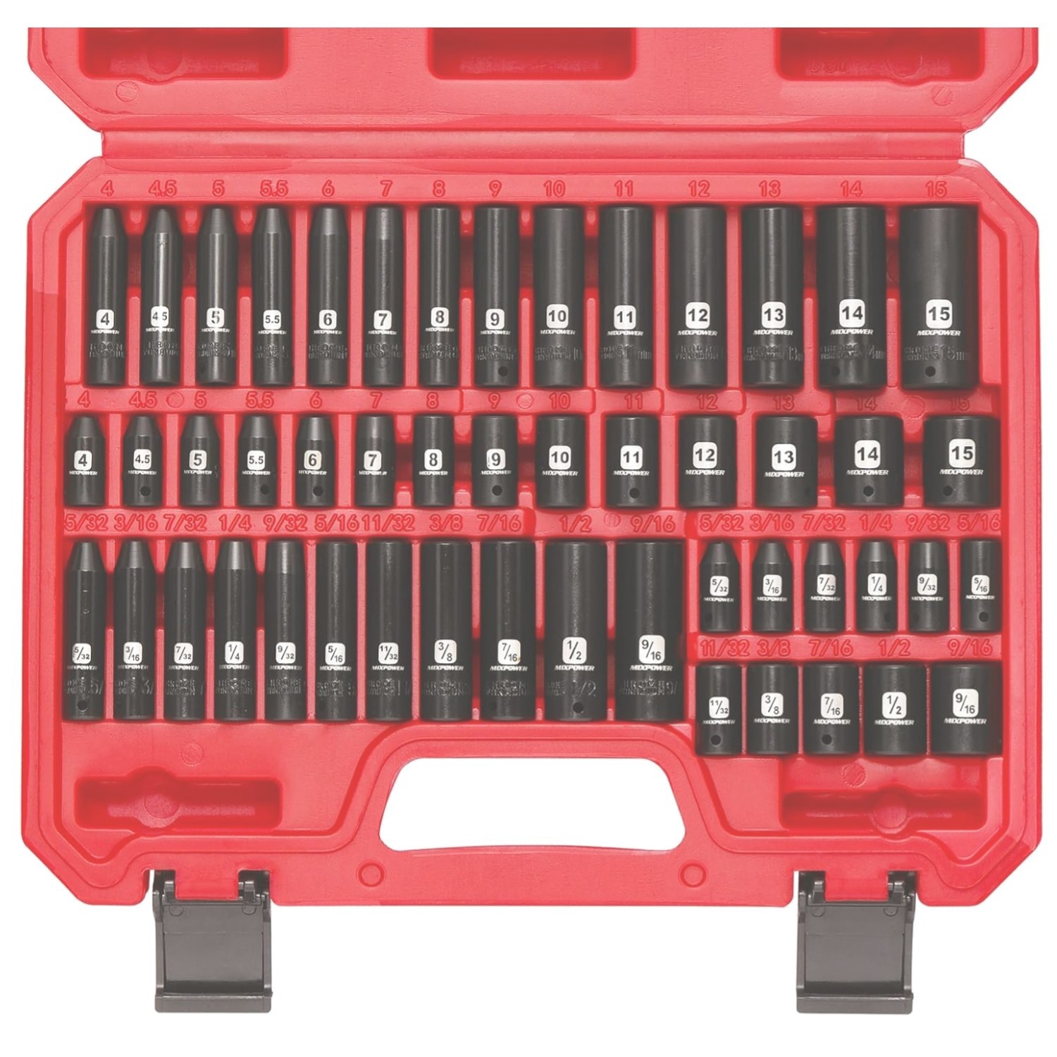 1/4″ Drive Impact Socket Set, 50-Piece, SAE/Metric,