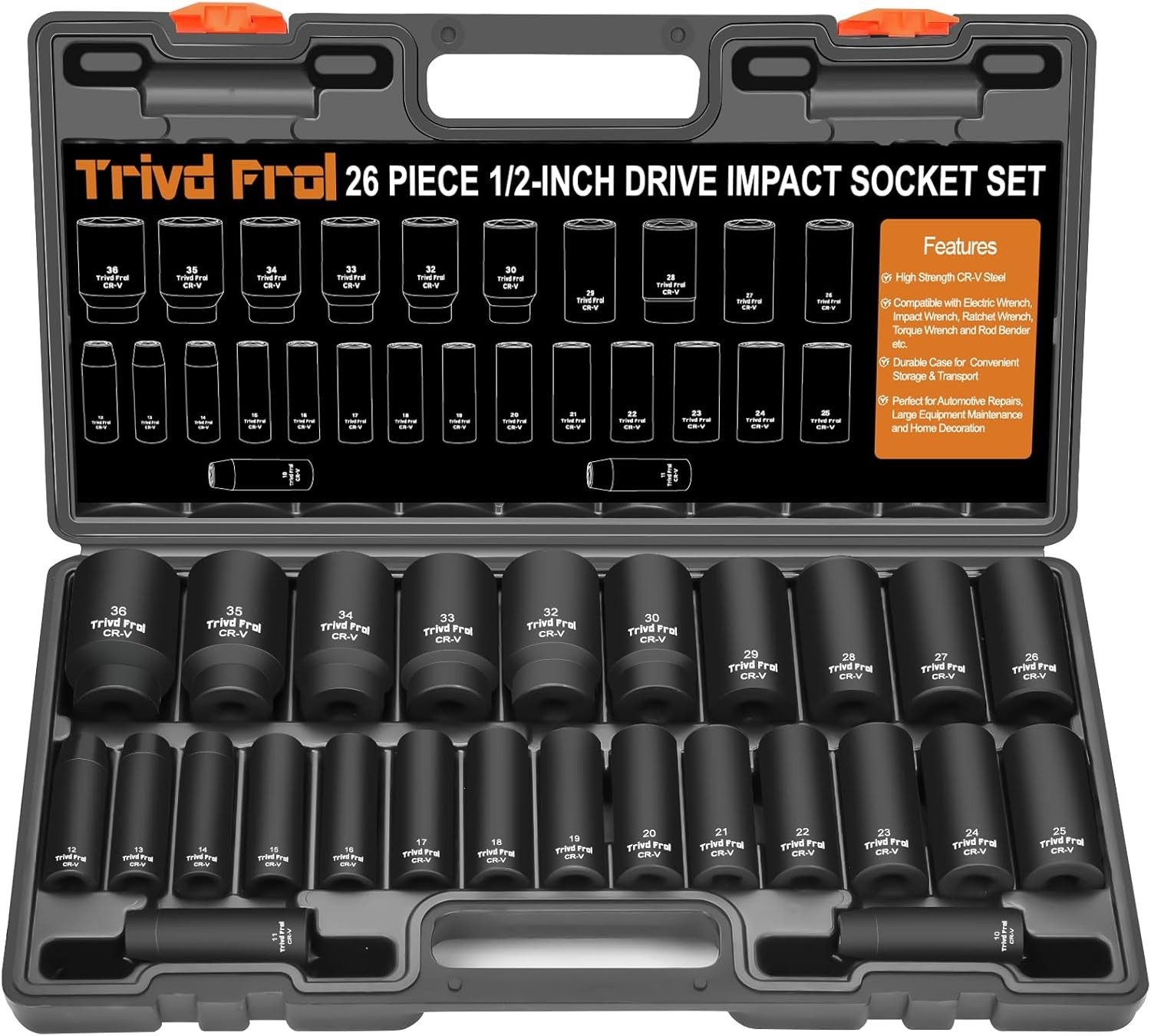 Metric Impact Socket Set 1/2″ Drive – 26 Piece Deep Impact Socket Set 1/2″ Dr…