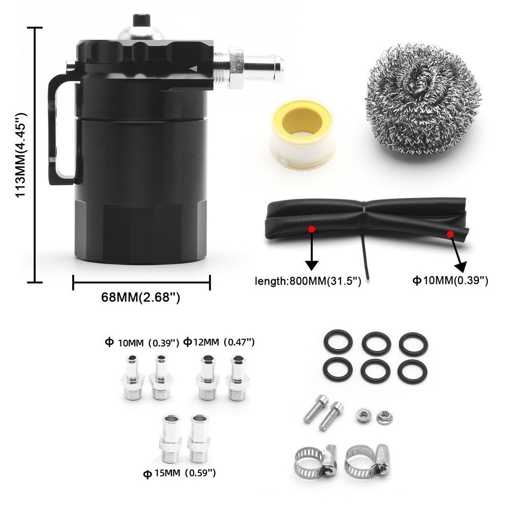 Oil Catch Can for Car 300ML Aluminum with Integrated Air Filter System